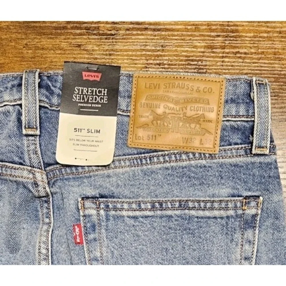 Levi's Premium 511‎ Slim Fit Men's Stretch Selvedge Jeans 32x32 Big E Denim NWT